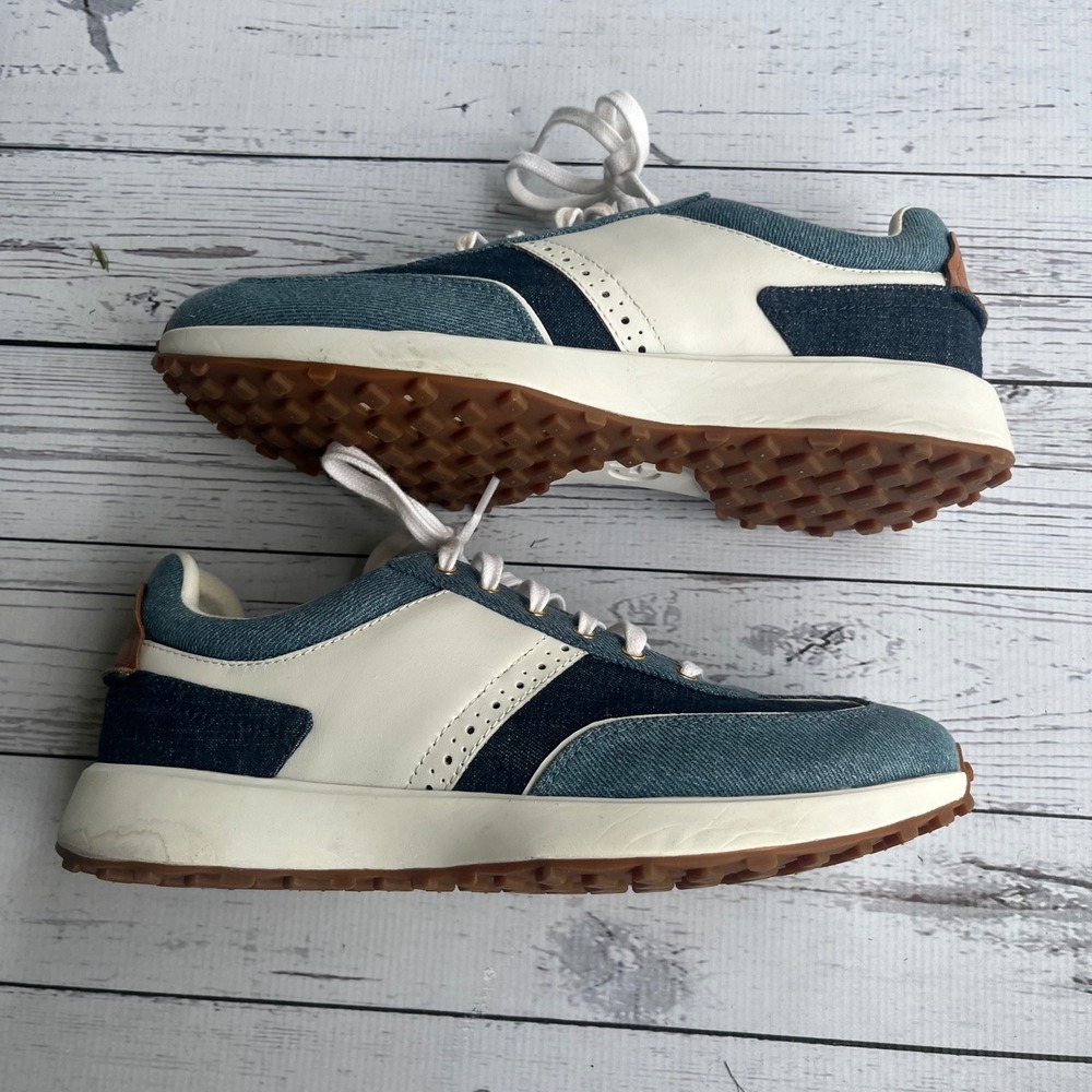 Cole Haan Grand Crosscourt Meadow Denim Leather Coastal Preppy Sneakers Women 9